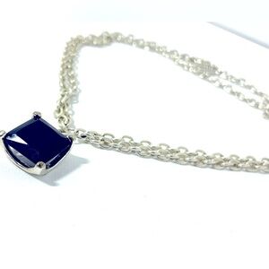New York & Company - Pendant Necklace Black Square Crystal - Double Strand Chain